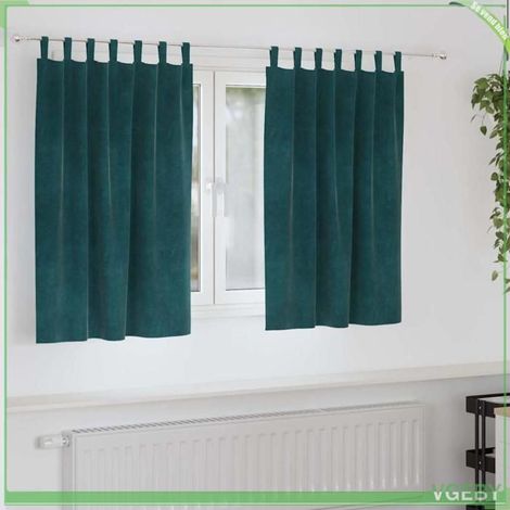 4107218 Rideaux occultants 2 pcs Vert foncé 140 x 140 cm Velours (1/5)
