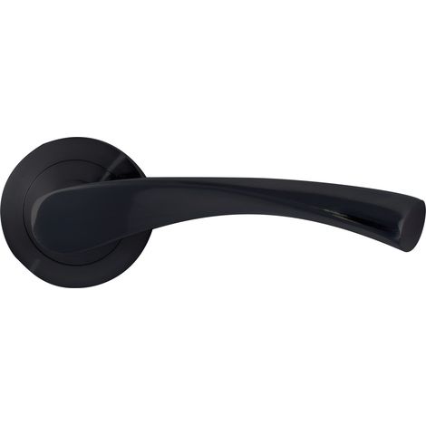 Jeu de poignée avec rosace circulaire 50 mm pour porte en aluminium - Finition noire - 50 x 125 mm (1/2)