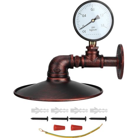 Luminaire mural LED rétro E27 85-265V, style tuyau antique rouge pour café, bar ou couloir (1/5)