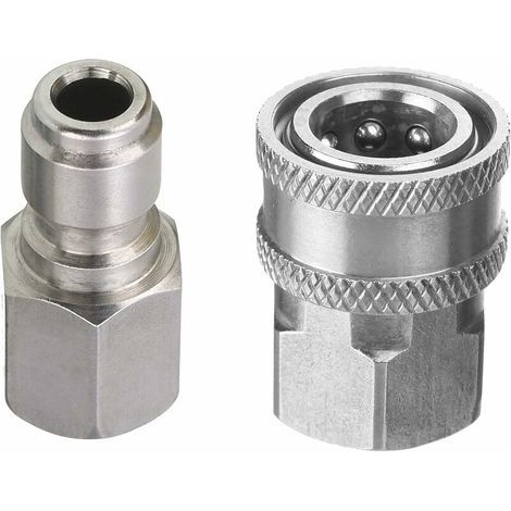 2-teiliges Hochdruckreiniger-Adapterset, 3/8-Zoll-Schnellanschluss-Set, Innengewinde, Edelstahl, 5000 PSI (1/5)