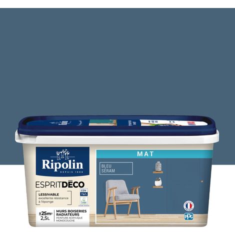 Peinture Murale Toutes Pièces - Mat - 2,5L - Bleu Séram - Ripolin (1/7)