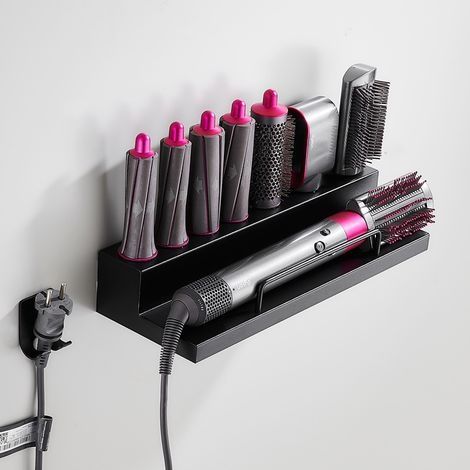 Support mural pour sèche-cheveux Dyson Airwrap Styler fer à boucler et 7 accessoires, kit de rangement mural en acier inoxydable 3813.87CM (1/5)