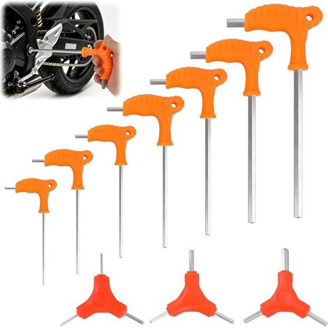 10pcs Hex Wrench Set with Handle, 2.5-10mm Metric T Socket Wrench with 2.5-8mm Triangle Wrench Set, Multi-purpose Torx Wrench Set for Bike, Car and Furniture Assembly (1/5)