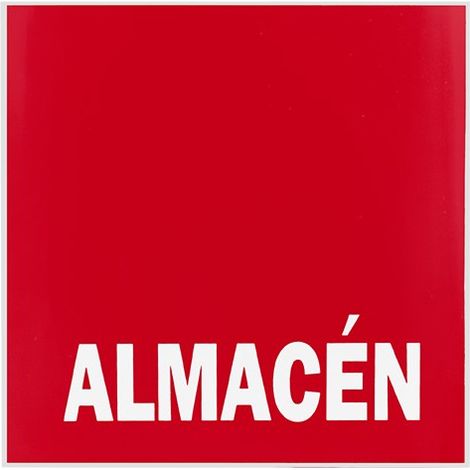 Señal Adhesiva "Almacén" Plástico, Rojo y Blanco, 10x14 cm, Alta Durabilidad y Visibilidad