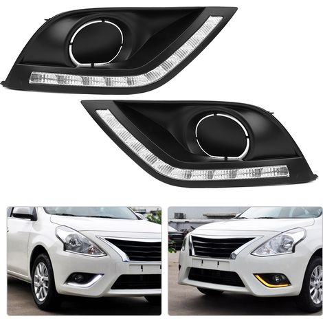 Wasserdichte LED-Tagfahrlichter, 2-farbige Nebelscheinwerfer, passend für Nissan Almera, Latio, Sunny, Versa (2014–2017) (1/5)