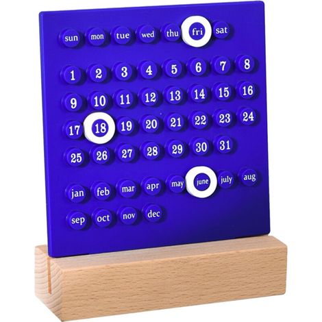 Calendrier Perpétuel Enfant en Bois DIY - Développe Compétences d'Organisation - Modèle Bleu pour Chambre (1/5)