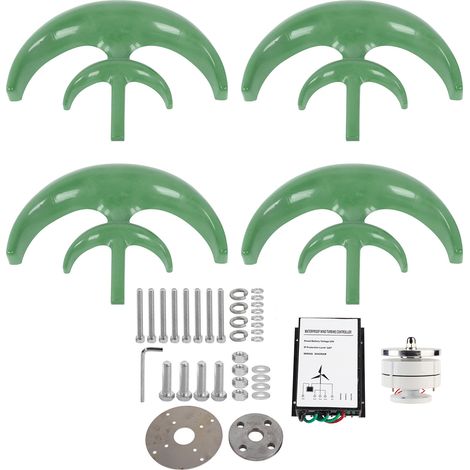 Éolienne 1200W 24V avec contrôleur, générateur vert en forme de lanterne, turbine à 4 pales pour jardin ou site isolé, production d'énergie renouvelable. (1/5)