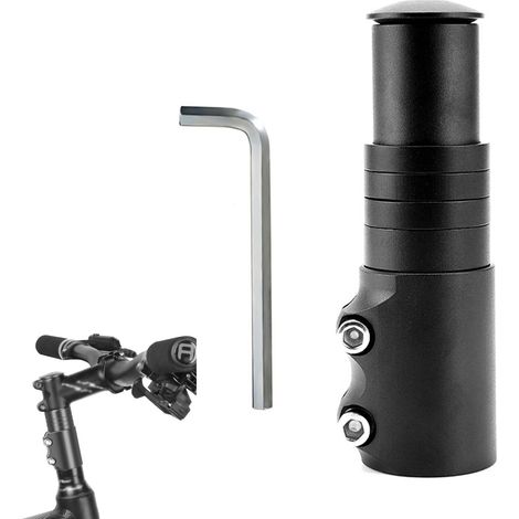 Rehausse Potence Guidon Vélo - 1 pièce, Rehausse Potence Guidon Vélo Noir + Clé Hex - Convient pour VTT/Route (1/5)