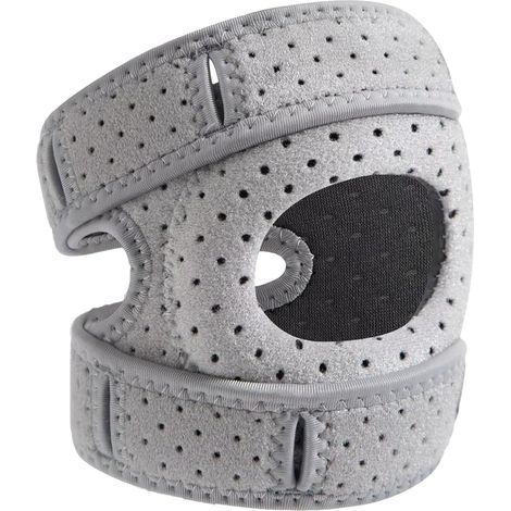 Ginocchiera unisex grigia con stabilizzatori laterali e imbottitura in gel – Supporto regolabile per il recupero da infortuni, artrite, corsa, allenamento, sport e per pazienti (1/5)