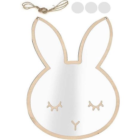 Miroir décoratif nordique en acrylique - Stickers muraux mignons pour chambre d'enfant - Décoration murale pour la maison, le salon et la chambre - Décoration moderne (Lapin) (1/5)
