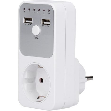 Digitaler Timer-Stecker, 180–260 V USB-Countdown-Timer-Stecker, Countdown-Timer-Schalter für Computer- und Handy-Ladegeräte (1/5)