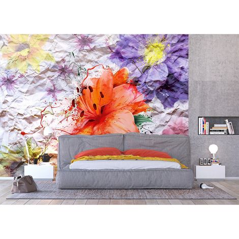 Papier peint intissé Thème Fleurs Avec Effet Papier froissé - 360 x 270 cm (1/3)