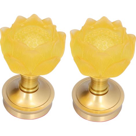 Lot de 2 lampes LED Bouddha à 3 couleurs, motif floral, pour la pratique du bouddhisme, prise européenne 100-240 V. (1/5)
