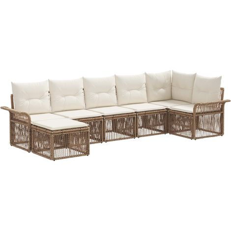 Gartensofa-set 7 pcs Beige Poly-Rattan vidaXL
