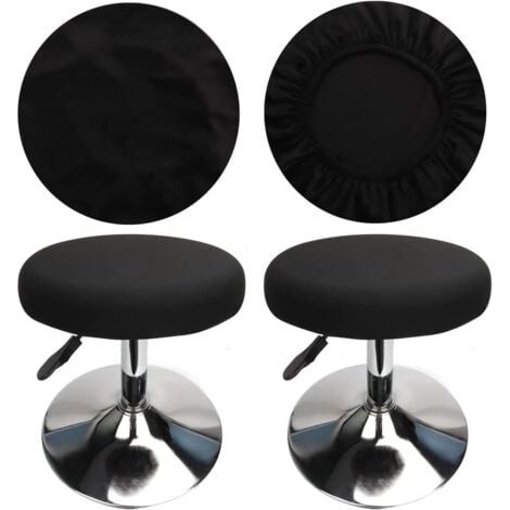 (4 Pièces Noir)Housse Tabouret Rond Housse Tabouret de Bar, Tissu de Luxe, Diamètre 30-40cm, Extensible, Infroissable, Lavable et Anti-Poussière (1/5)