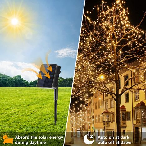 MINKUROW Solar-Lichterkette Outdoor, 30m 300 LED Solar-Lichterkette, 8 Modi Wasserdichtes Kupferdraht-Dekorationslicht, für Garten, Balkon, Terrasse, Hochzeit, Party (1/5)