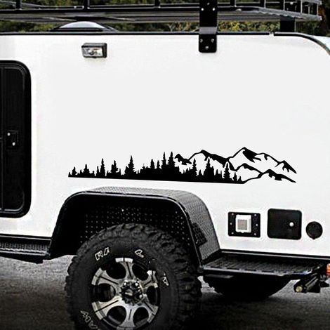 Voiture en Vinyle, Forêt Autocollants Voiture Stickers Durable Boussole Sticker Pratique Autocollant pour Voiture Moto, Caravane, Camping-Car 1 paire (1/4)