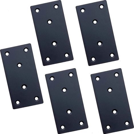 Plaque Perforée Plaques d'assemblage plates Plaques Fixation Équerre,5pcs équerres plates 100x50x2mm Plaques de raccord pour Rejoint la Fixation et Réparation Meubles (Noir) (1/4)