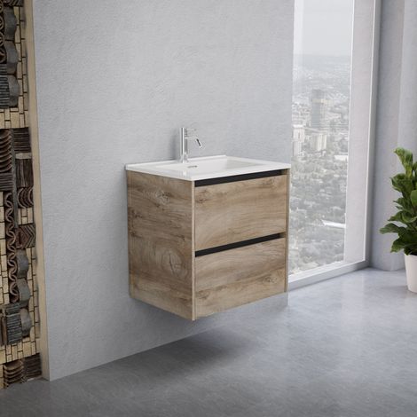 Inda - Mobile bagno 60 cm Rovere naturale con 2 cassetti e (1/5)