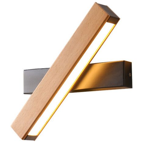 Applique a LED da parete, 4W, 400lm, dimmerabile a 360°, realizzata in legno, per uso interno. Luce bianca calda (3000K), ideale per camere da letto, soggiorni, uffici o corridoi.