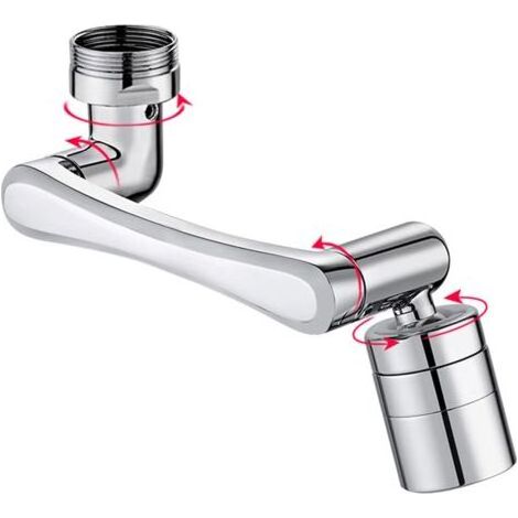 Aérateur de robinet 2 en 1, filtre anti-éclaboussures universel, robinet de salle de bain pivotant à 1440°, robinet de cuisine à rotation réglable 2 modes, adaptateur de bec de robinet (1/5)