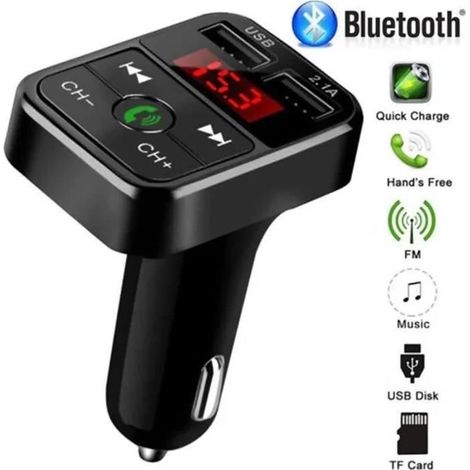 Transmetteur FM Bluetooth pour voiture Adaptateur radio sans fil Chargeur USB Lecteur MP3 (1/4)