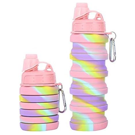 Gourde Nuoshen pour filles, gourde pliable pour enfants, idéale pour l'école et le camping, en silicone (1/5)