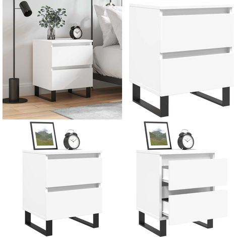 Comodino Bianco 40x35x50 cm in Legno Multistrato - Comodino da soggiorno - Comodino con cassetti