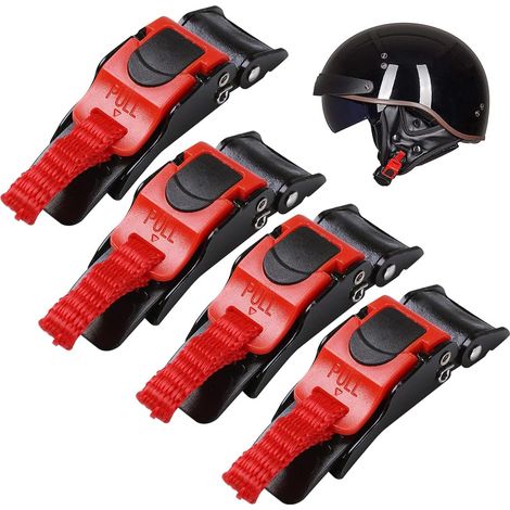 Release Buckles, 4 Pieces Black and Red Plastic Motorcycle Helmet Pull Buckles for All Types of Universal Helmets (1/5)