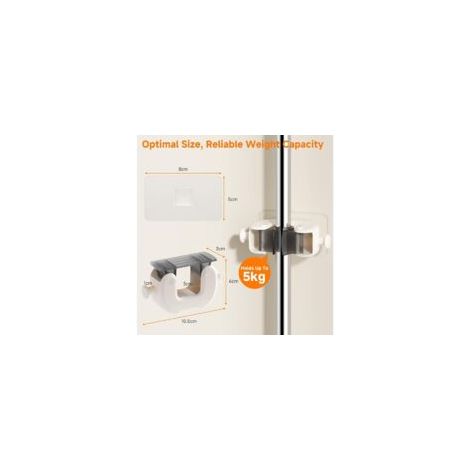 6-teiliger Wandbesenhalter, selbstklebender Wandbesenhalter mit rutschfesten Silikonclips, Wandbesenhalter für die Küche - Crezuo
