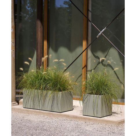 KEBE - VASO QUADRATO IN RESINA-SABBIA / 39.5x39.5x39.5 cm