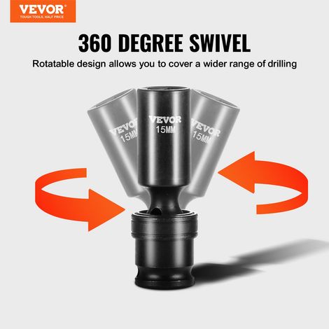 Coffret Douilles à Chocs Profondes 3/8 po Métrique 10-19 mm Pivotantes à 360 Degrés, Kit pour Clé à Cliquet 14PCs, en Acier Allié C… (1/5)