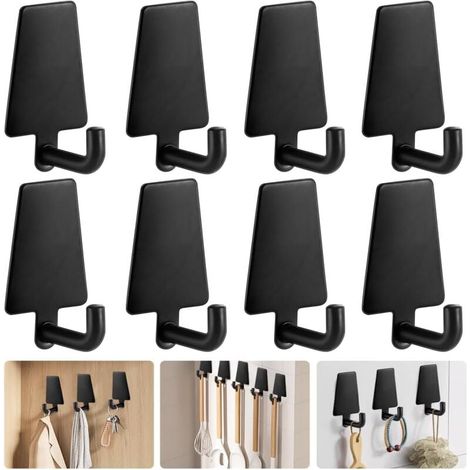 8 Pack Self-Adhesive Hooks Made of Stainless Steel, Heavy-Duty Adhesive Hooks for Wall Doors, Self-Adhesive Coat Hooks, Towel Hooks for Bathroom, YMYNY (1/4)