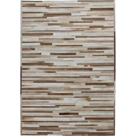 Tapis Tissé en Cuir Fait Main "Lavish" Crème 120 x 170 cm (1/4)