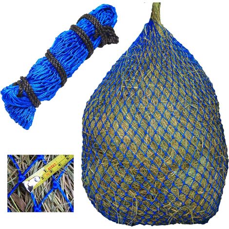 Lot de 2 filets à foin lents, 99,1 cm de long avec trous d'alimentation de 2,5 cm ± 0,6 cm, sacs à foin pour chevaux, chèvres, avec un cordon de rechange supplémentaire (1/4)