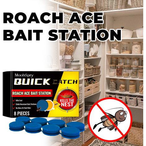 Cockroach bait stickers for kitchen, living room, bedroom, toilet, everyday household use - convenient cockroach bait station 8 + double-sided tape 8 (1/5)