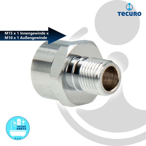 tecuro Reduzierstück M15/1 Innengewinde x M10/1 Außengewinde MS-verchromt (1/4)