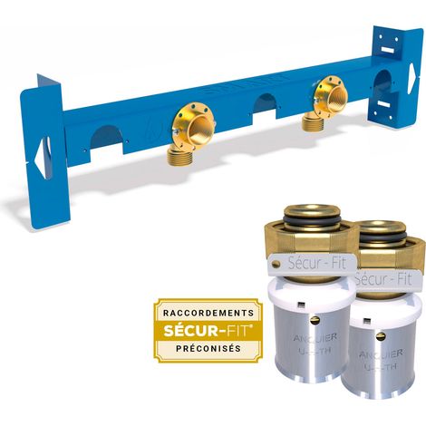 ANQUIER SMART U Sortie de cloison robinetterie entraxe 75 ou 150mm SE15040 + 2 raccords multicouche à sertir Ø16