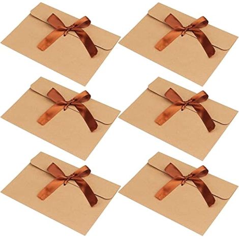 20 Enveloppes Cadeau avec Ruban - Mini Enveloppes Kraft Vintage pour Saint-Valentin, Fête des Mères, Invitation, Carte de Vœux, Remise de Diplôme, Enseignant (17 x 12,3 cm) (1/5)