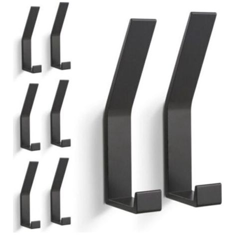 8 PCs Patères, Porte Manteau Mural (Vis Invisibles), Crochet Porte Manteau Moderne pour Vestes, Manteaux, Vêtements, écharpes, Sacs à Main et Plus (Noir)