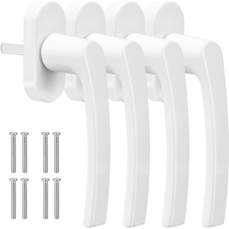 4 Pièces 35 mm Poignée Fenêtre PVC, Poignée Porte Fenêtre sans Serrure, Poignées en Alliage d’Aluminium avec Vis (1/5)