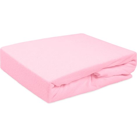 Sábana bajera ajustable de algodón de 60x120 cm, de felpa suave, para cuna, color rosa. (1/5)