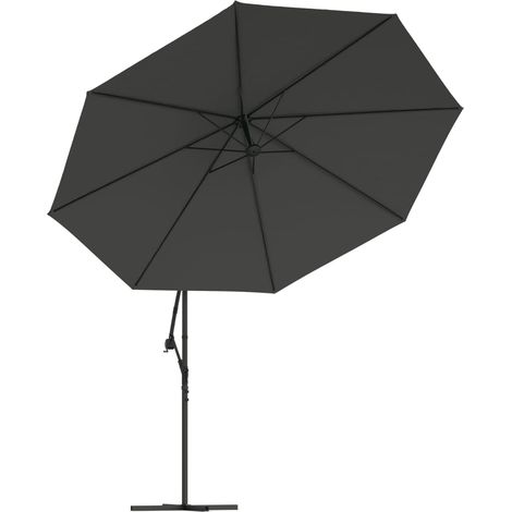 Parasol meuble de jardin en porte-à-feux et poteau métallique 350 cm anthracite (1/5)