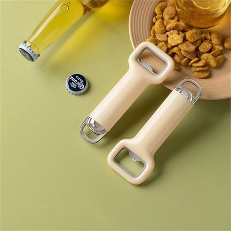 Ouvre-bouteilles à deux parties pour réfrigérateur – blanc cassé et vert – 15 cm – ustensile de cuisine créatif (1/5)