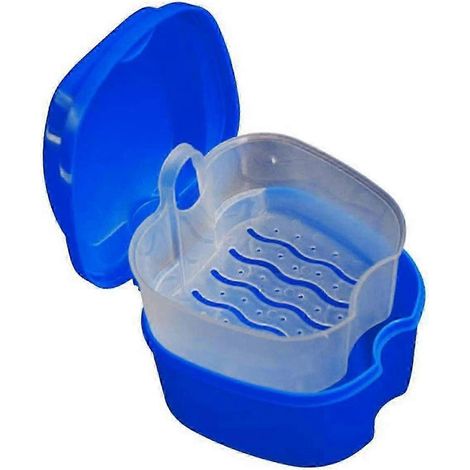 Étui de bain portable pour prothèses dentaires, boîte de rangement pour appareils orthodontiques, bleu foncé (1/5)