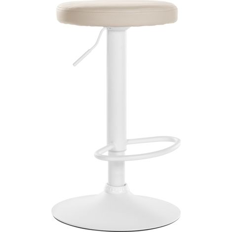 Taburete de bar Ponte redondo en polipiel Crema Blanco