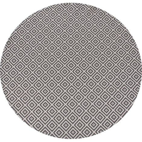 Alfombra moderna para interior y exterior redonda con patrón geométrico 120 cm gris Thrissur