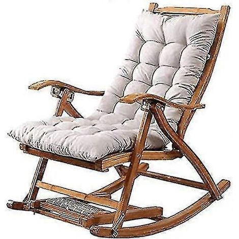 Fauteuil inclinable pliant long, coussin en coton, coussin en peluche, coussin pour chaise en bambou, chaise pliante en bois, coussin de haute qualité, gris, 1,2 mètre (1/5)