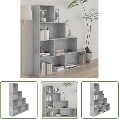 The Living Store Bibliothèque/Séparateur de pièce Gris béton Bois d'ingénierie - Bibliothèque - Étagère - Meuble De Rangement - Séparation De Pièce - Bibliothèque Moderne (1/5)