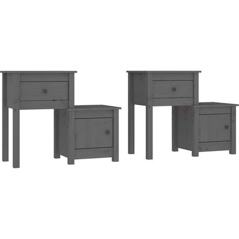 Maison Exclusive - Mesitas de noche 2 uds madera de pino gris 79, (1/5)